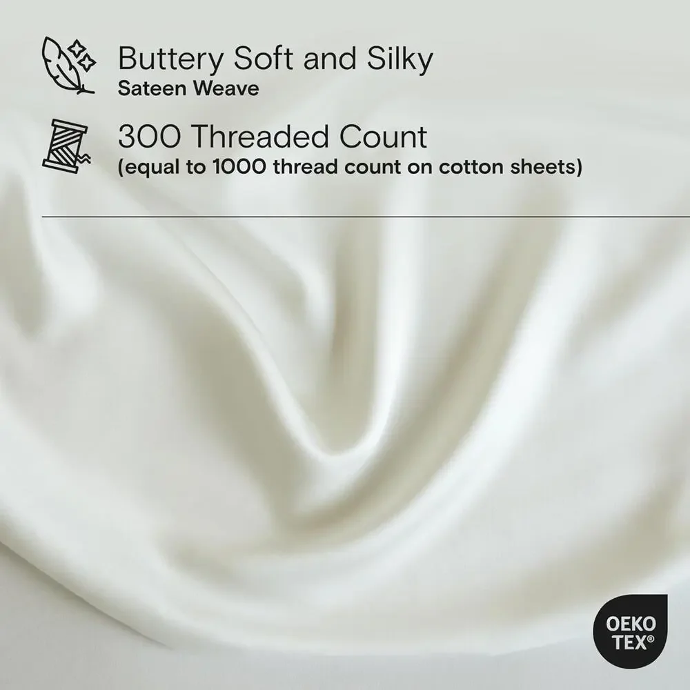 NWT DOZ by Sijo Bamboo Duvet Cover 3 PC Set w/2 Shams Ivory, Full/Queen
